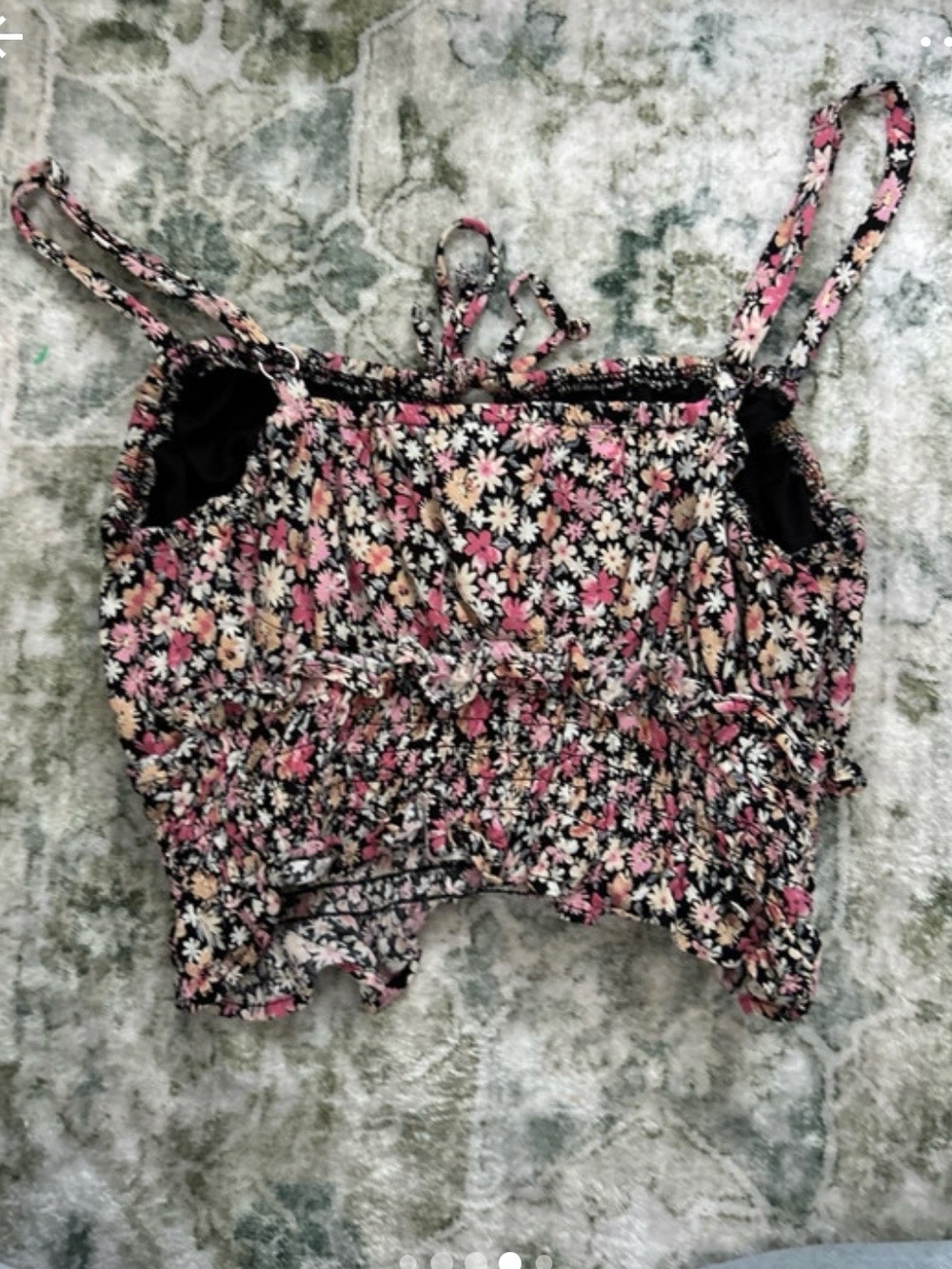 wild fable Black Floral Smocked Cami with Pink & Cream Flowers - Picture 3 of 6